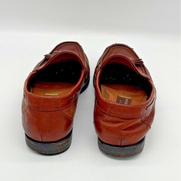 Johnston & Murphy Brown Leather Slip on Tassel Loafers Italy 20-0516 Mens 9M VGC - Picture 6 of 7